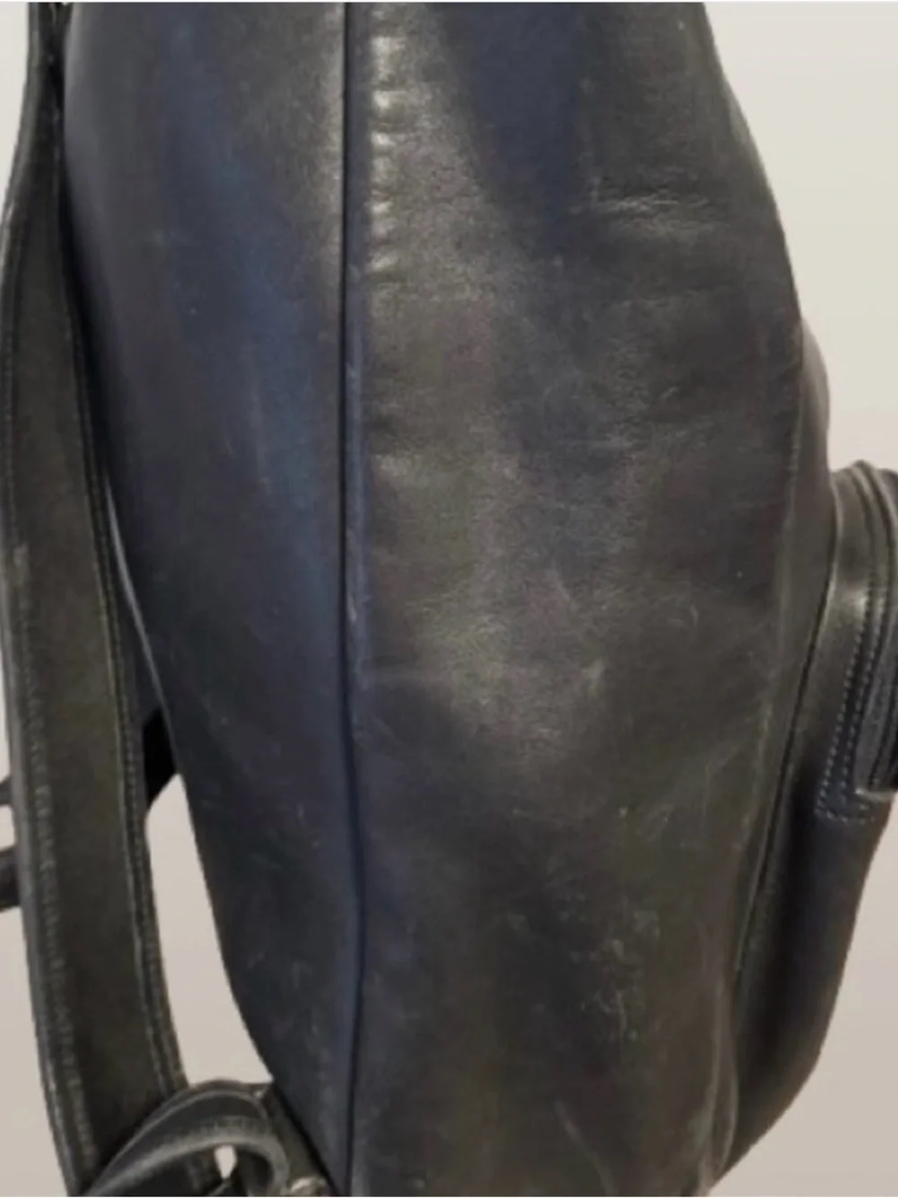 Vintage Coach Double Pocket Leather Backpack #0528 – Black